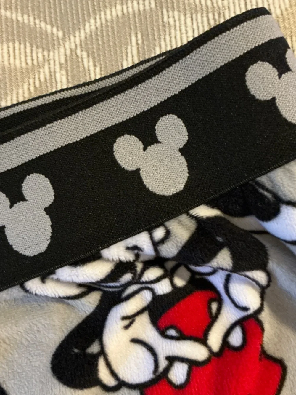 Disney Gray and Red Minnie & Mickey Print Pajama Bottoms with pockets - Picture 3 of 4